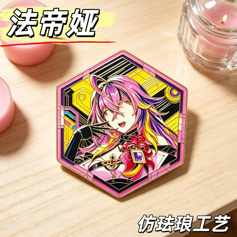 Neverness to Everness Fadia Hexagon Enamel Pin Badge Fan Made Anime Game Brooch Bag Charm Collectible