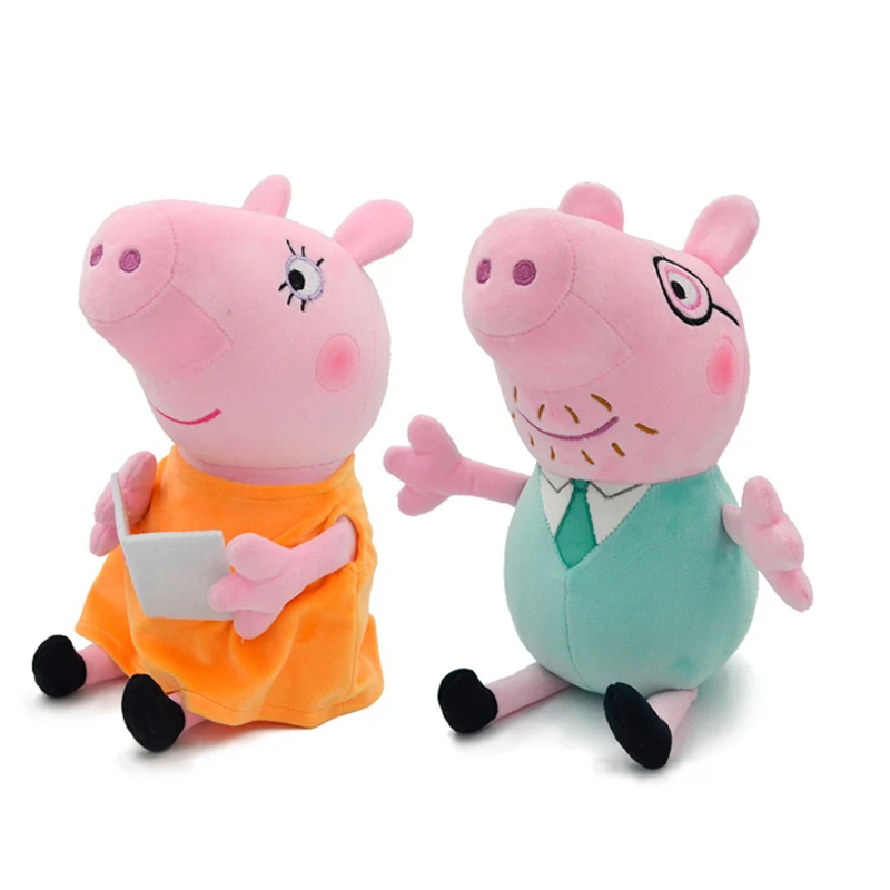 Oryginalna Peppa Pig George Pig mama tata zestaw pluszowych zabawek z kreskówek pluszowe zwierzaki zabawki Anime Cartoon dzieci zabawki świąteczne