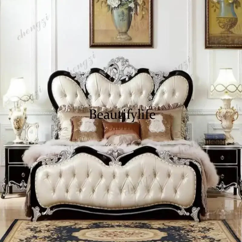 Modern White European Double Bed Normal Soft Japanese Luxury European Double Bed Wooden Adults Cama Matrimonial FurnitureN138