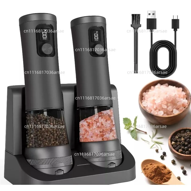 Electric Pepper Grinder Adjustable Coarseness - Automatic Salt Mill For Sea Salt Peppercorns - Portable Spice Jar For Kitchen
