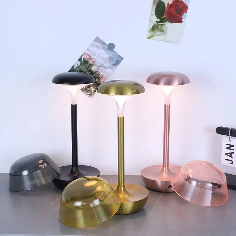 Light Luxury Bedroom Bedside Table Lamp Detachable Lampshade Inductive Touch Decor for Camping Bar Lounge Decorative Night Light