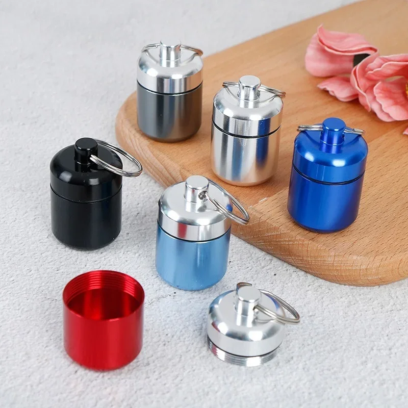 Mini Portable Aluminium Pill Case Carry Bottle Case Hearing Protection Earplugs Box Keychain Outdoor Pocket Pill Box Container