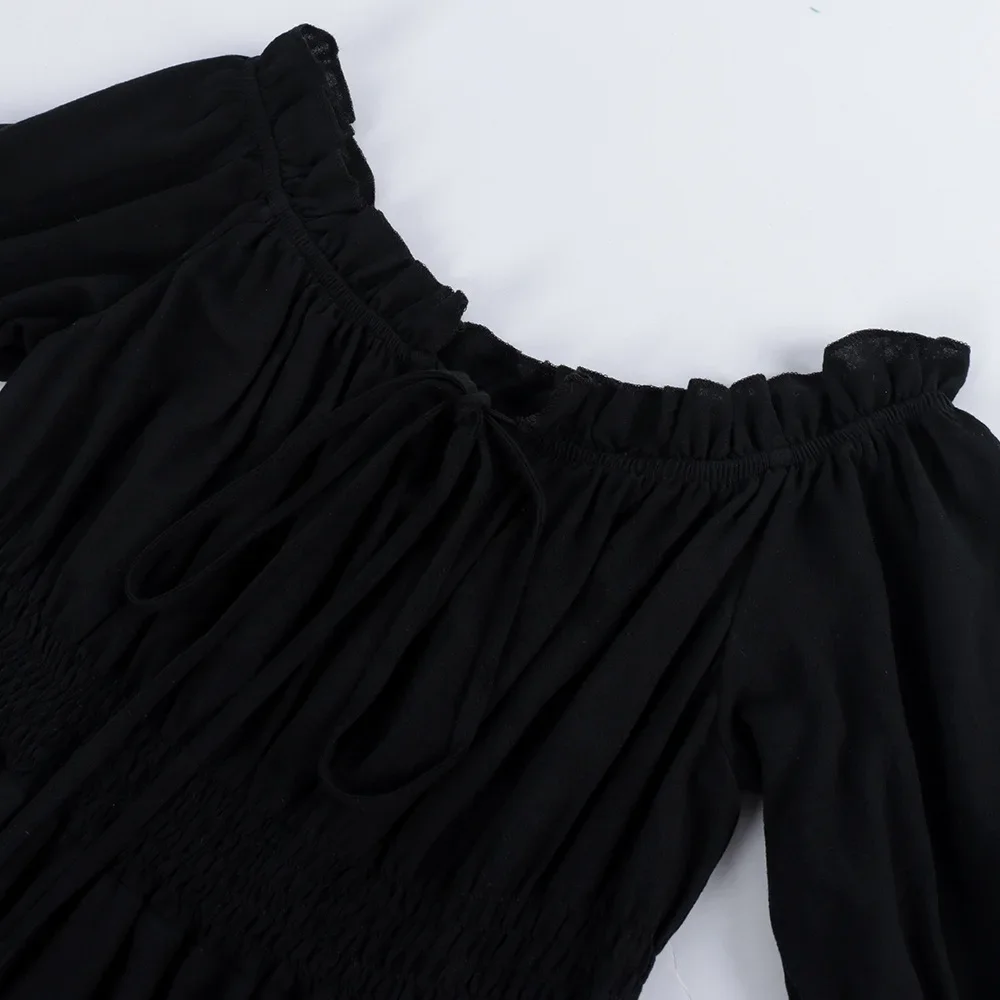 Vintage Steampunk Gothic Off Shoulder Dress Women Medieval Folk Cosplay Vestido Victorian Lady CLothing Halloween Witch Costume