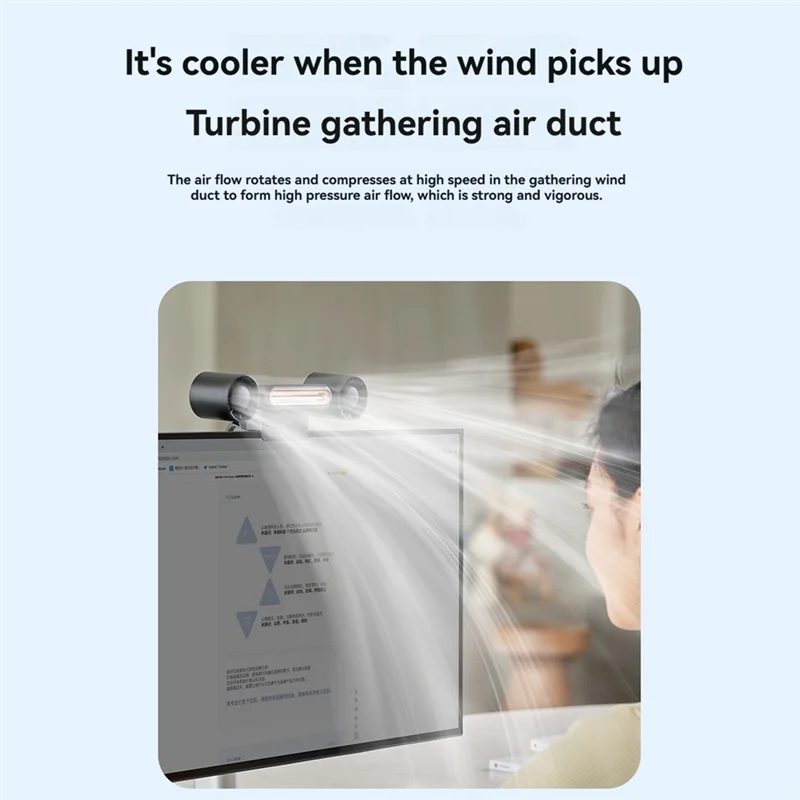 ABKD draagbare airconditioner-oplaadventilator met LED-licht, lichtgevende mute-ventilator, kleine ventilator met hangend scherm met vier snelheden