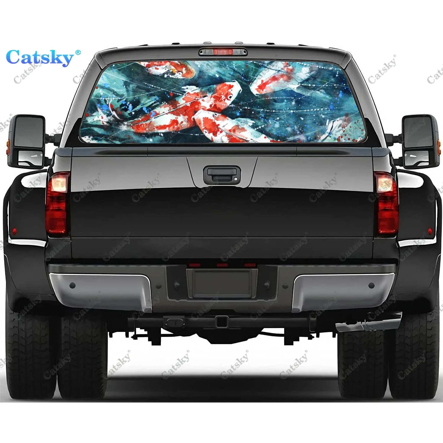 

Animal - Fish Rear Window Decals for Truck,Pickup Window Decal,Rear Window Tint Graphic Perforated Vinyl Truck Sticker