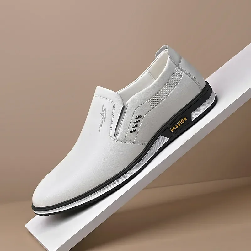 Leren Schoenen Voor Mannen 2023 Nieuwe Mannen Ademende Outdoor Slip-On Casual Schoenen Zakelijke Formele Schoenen Pu lederen Loafers Voor Mannen