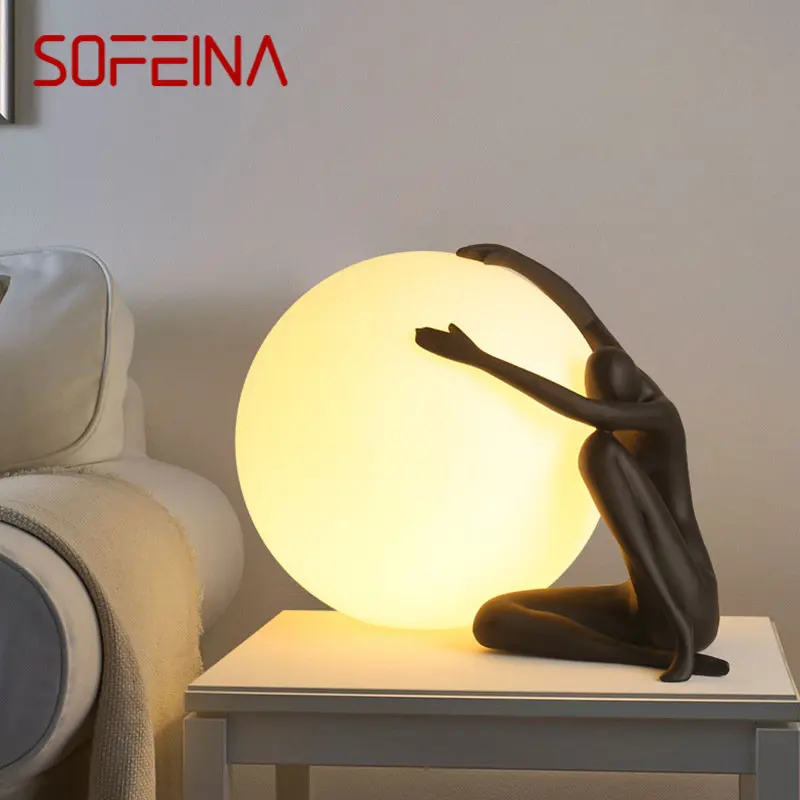 

SOFEINA Nordic Table Lamp Contemporary Creative Ornament Resin Desk Light LED Decor for Home Living Room Study Bedside