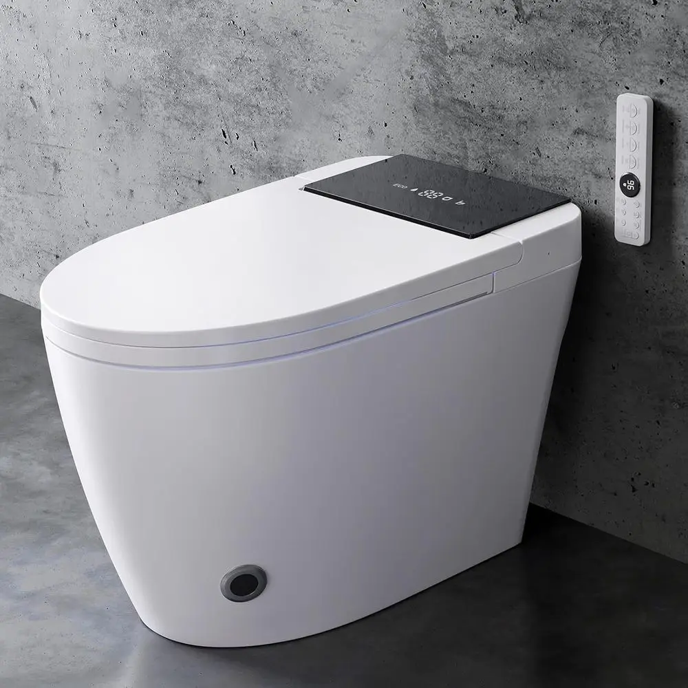 

Elongated Electric Toilet with Bidet, Heated Seat, Auto Flush, Warm Water Wash, Air Dryer, LED Display, 1000g Max Flush Power, 1