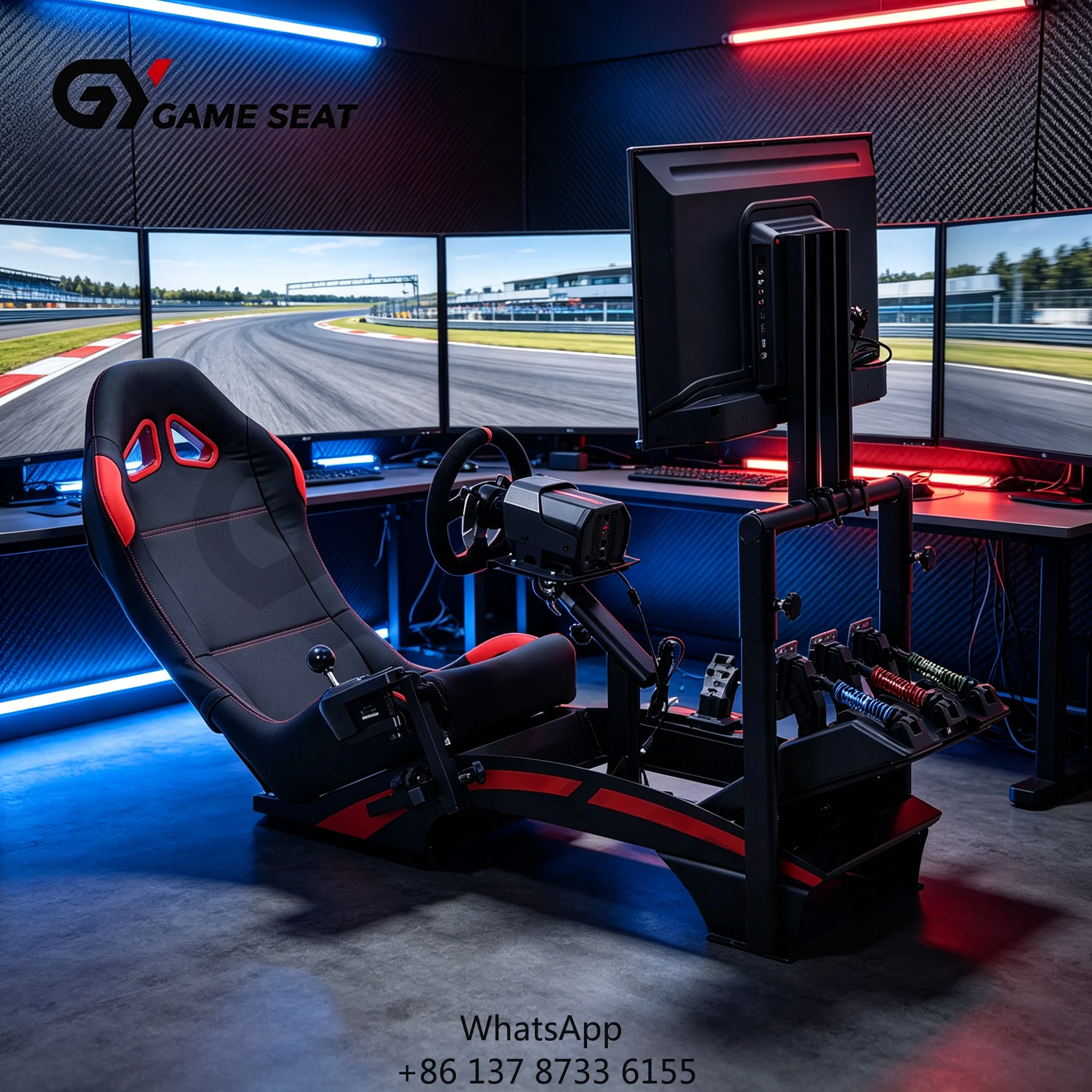 GY046-4 Game Seat Sim Racing Cockpit Racing Driving Simulator Chair With Adjustable Steering Wheel Frame