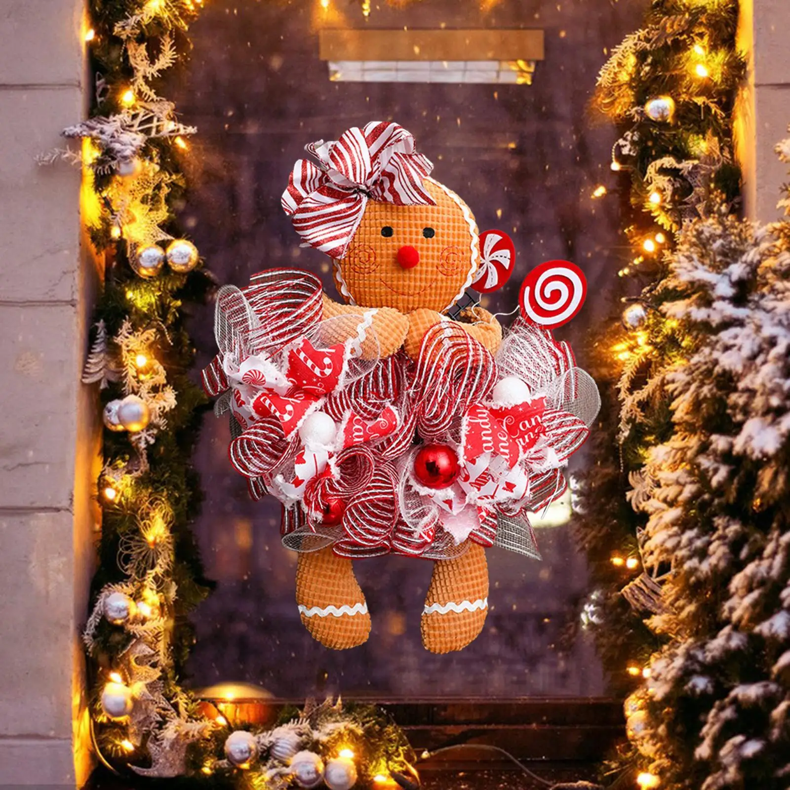 Christmas Gingerbread Man Front Door Christmas Gingerbread Man Ornament for Christmas Tree for Shelf Tabletop Window Party Decor
