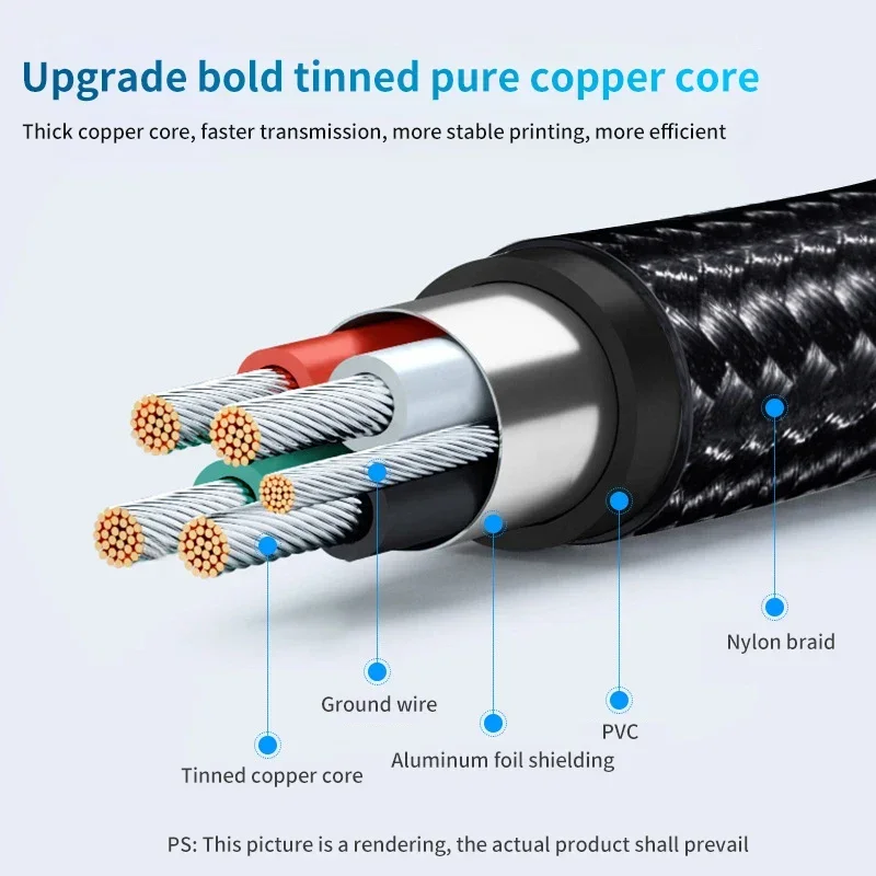 USB C to USB B 2.0 Printer Cable Electronic Organ Cable Type C USB B for Computer Laptop Phone to Fax Machine Scanner Universal