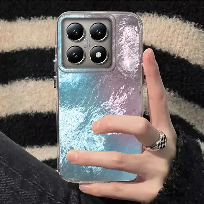 Gradient Glacier Texture Girls Phone Case For Xiaomi 14T 14Tpro 13T Pro 11 Lite 5G NE Shockproof Fundas Protection Back Cover