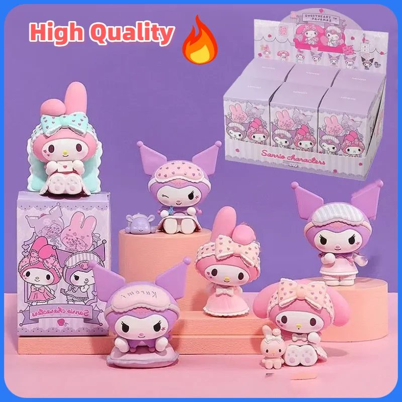 

1:1 High Quality Replica Sanrio Sleepwear Sweetheart Melody Kuromi Blind Box Cute Handmade Decoration Desktop Ornament Girl Gift