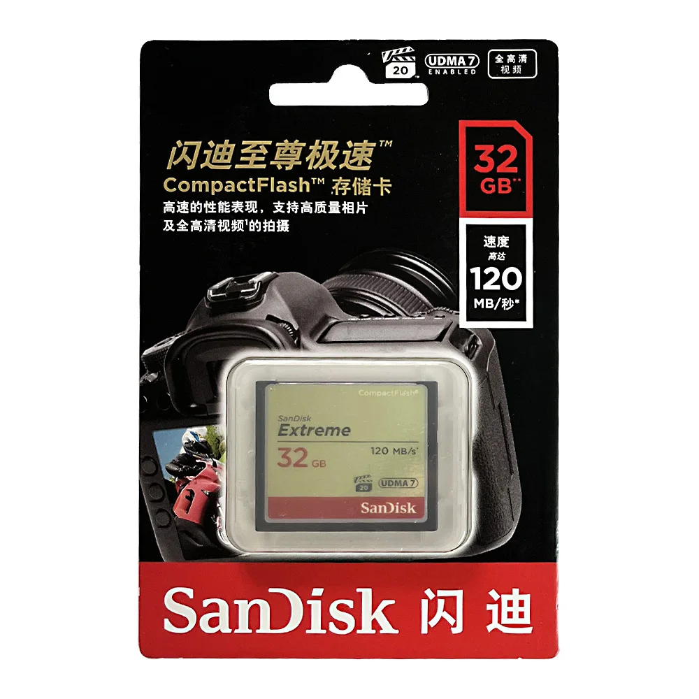 Sandisk CompactFlash 32G 64G 128G CF Memory Card 800X High Speed Compact Flash CF Card Applicable Digital Cameras/DSLR Cameras