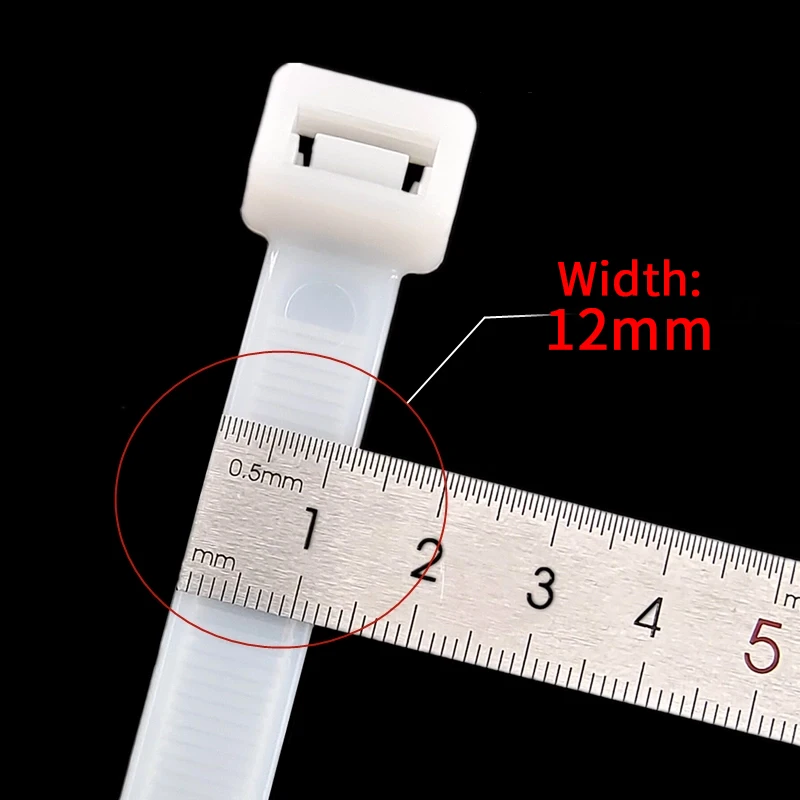 10Pcs Extra-Large Nylon Cable Ties Width 12MM x400/500/650mm Self-Locking Harness Fixed Bicycle Plastic Thickening Stronger