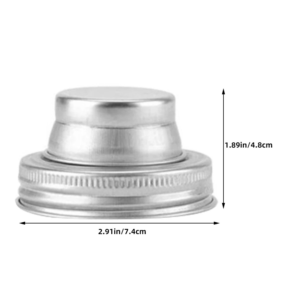 2Pcs Mason Jar Shaker Lids Stainless Steel Airtight Rubber Gasket Covers for Flour Spices Salt Pepper Seasoning Cocktail Mixers