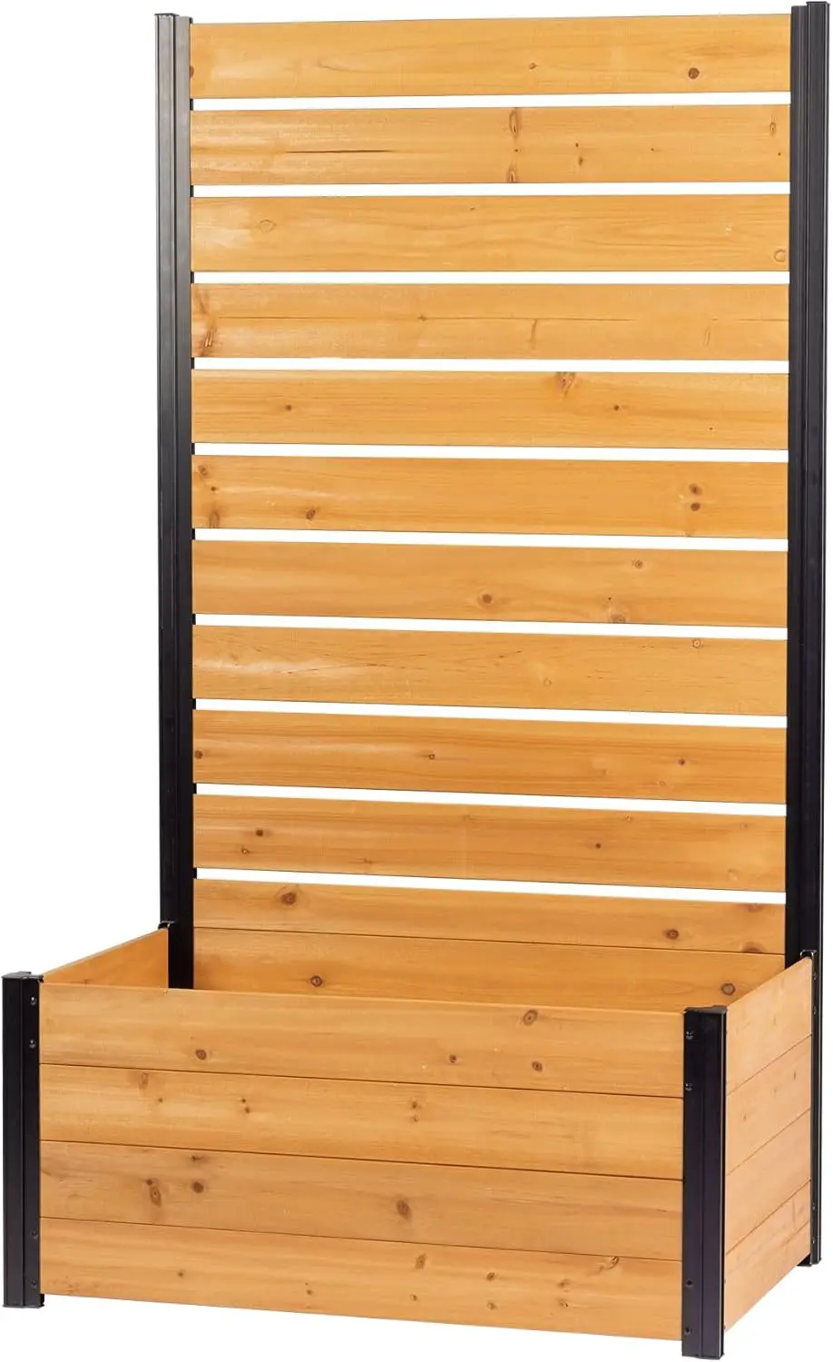 6ft H x 3.3ft W x 2.1ft L (1   Freestanding  Concord Cedar Wood Privacy Fence Screen with Planter Box, Outd