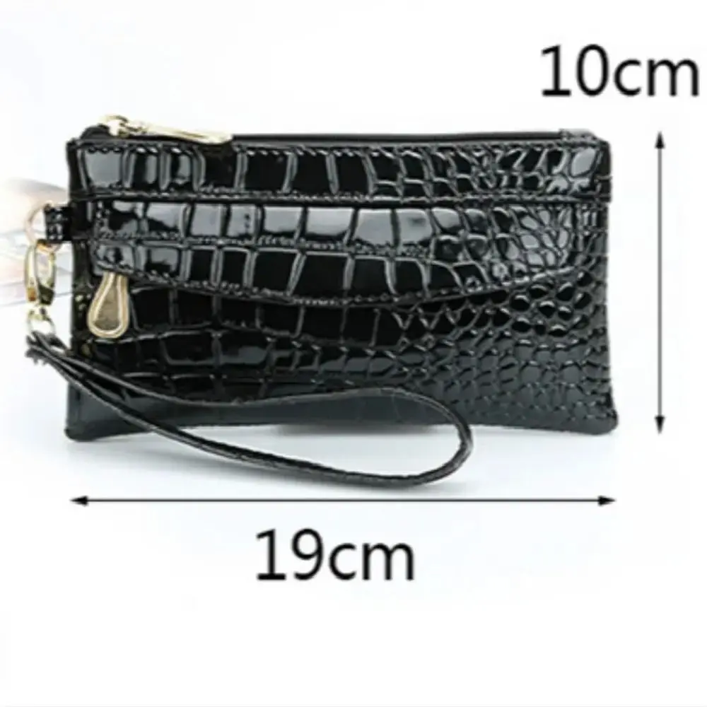 

New Leather Women Long Wallets Double Zipper Design Red Purse Bag Ladies Wallet Crocodile Purses Fashion Clutch Bag