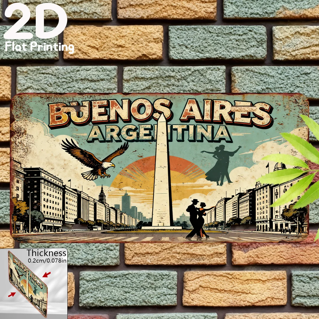 2D Flat, 2D Flat - 2D Printed on a Flat Surface, Single Piece, Vintage Sign, Decorative Plaque And Ornament (15.24cm X 30.48cm),