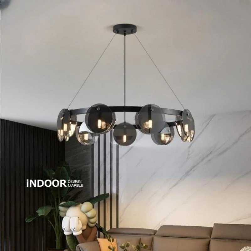 

Modern Black Glass Pendant Light Nordic Living Room Dining Table Hanging Lamp Lustre Kitchen Island Lamp Indoor Decor Chandelier