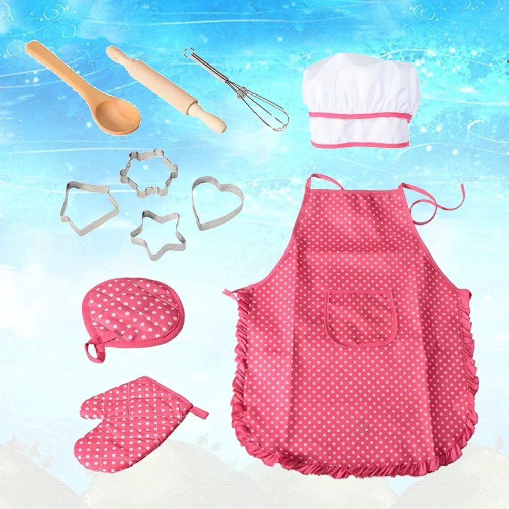 Ensemble de tabliers pour enfants, 11 pièces, outils de cuisine, jouets pour tout-petits filles, gants de cuisine, ustensiles, cadeau de jeu