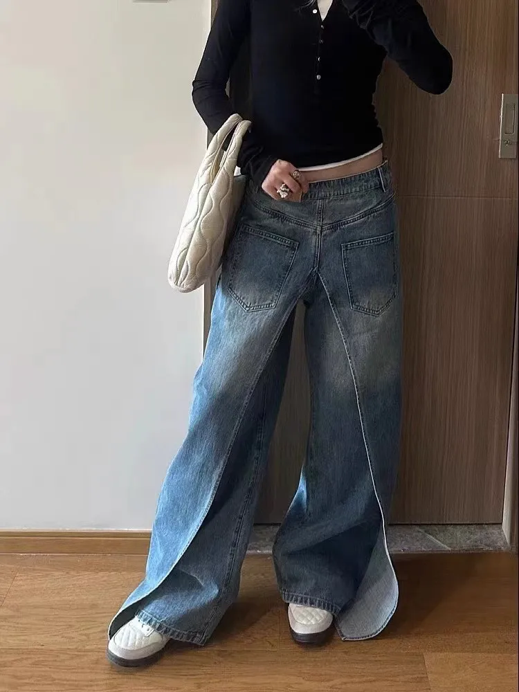 Trashy Y2K Stil Neue Rock Hip Hop Baggy Breite Bein Jeans Hosen Frauen 90S Kleidung Vintage Gerade Dame Denim Hosen ropa Mujer – Detail 17
