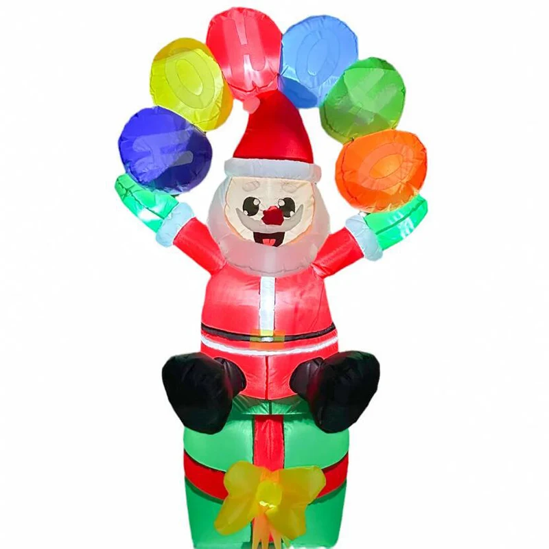 

6 FT Christmas Santa Inflatables Outdoor Decorations Raise a sign Santa Claus with Present Boxes Blow Up Yard Built-in LEDs for