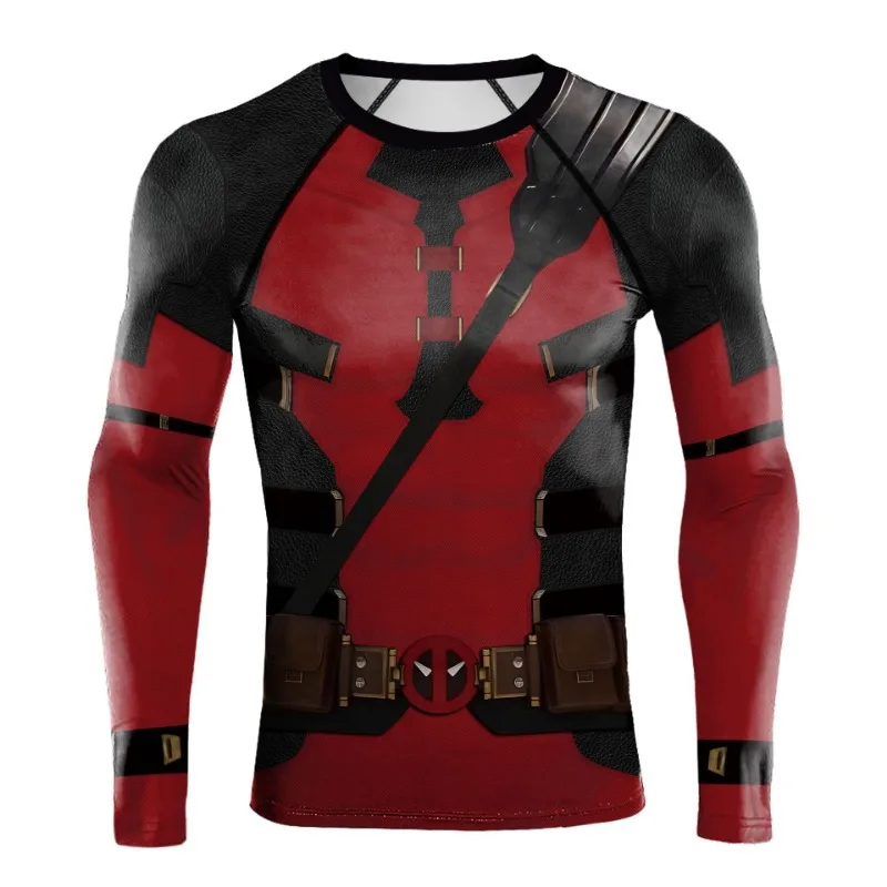 Camiseta Deadpool Wolverine masculina, manga curta, uniforme de treino de super-heróis, camiseta adulta, 3 fantasias, verão