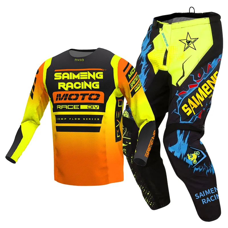 Motocross Jersey and Pant Kits Enduro Men Women Motorcycle Off-road cross MX racing suit MTB green blue red yellow orange black