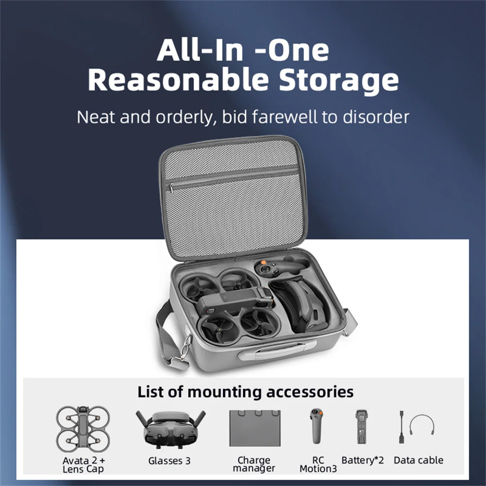 Storage Bag For DJI Avata 2 Shoulder Box Carrying Case Durable For DJI Avata 2 Portable Handbag Hard Waterproof Cover Accessorie