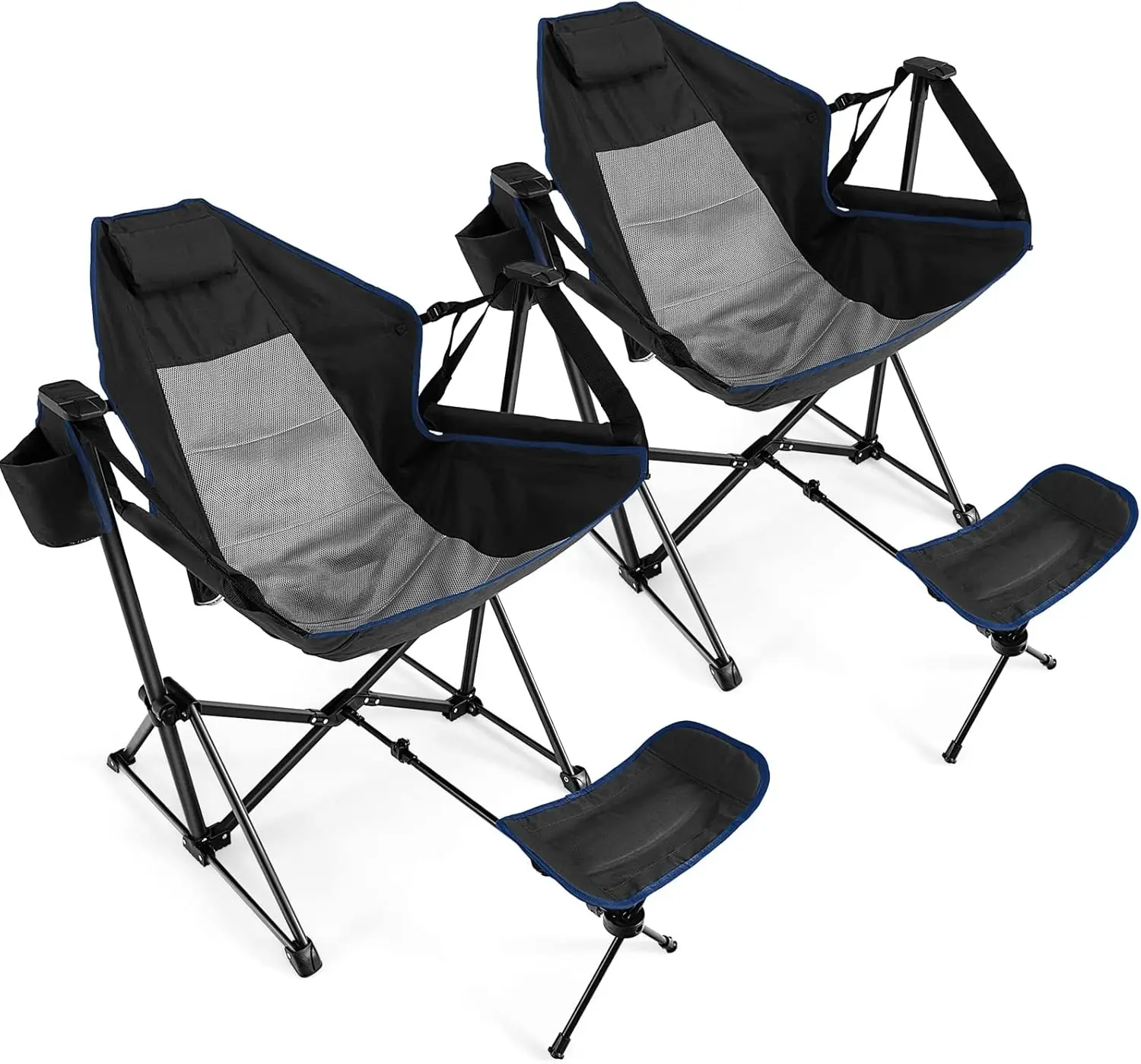 Giantex Outdoor Hammock Camping Chair - Rocking Chair with Removable Footrest, Adjustable Backrest, Pillow, Cup Holder, Storage