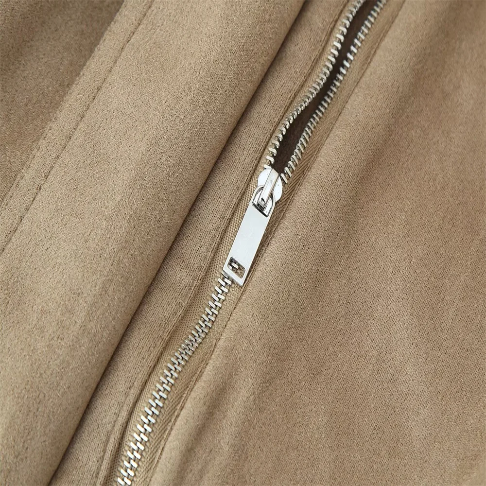 European and American style autumn new women's clothing design sense versatile suede texture leather jacket