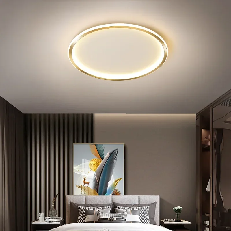 

SANDYHA Modern Nordic Gold Slim Round LED Ceiling Light Bright Energy Saving for Living Room Bedroom Attic Home Decor