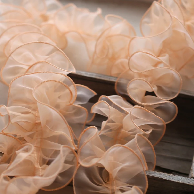 

3M 10cm Pleated Lace Trim Bubble Skirt Ruffle Gauze Lace Ribbon Lace Fabric Tutu Lace Wedding Dress Decor Accessories