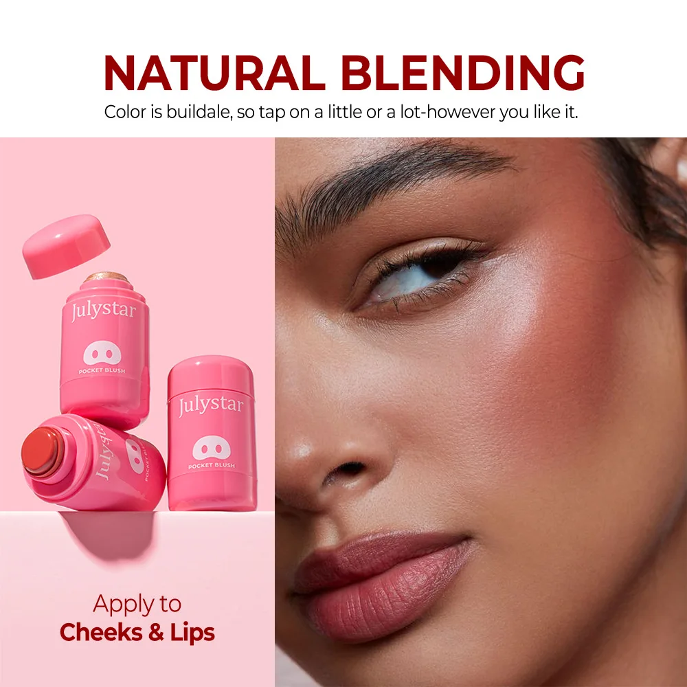 Julystar Blush Stick Morbido viso schiarente contorno ombretto fard in polvere pesca rosa guancia tinta trucco coreano cosmetici