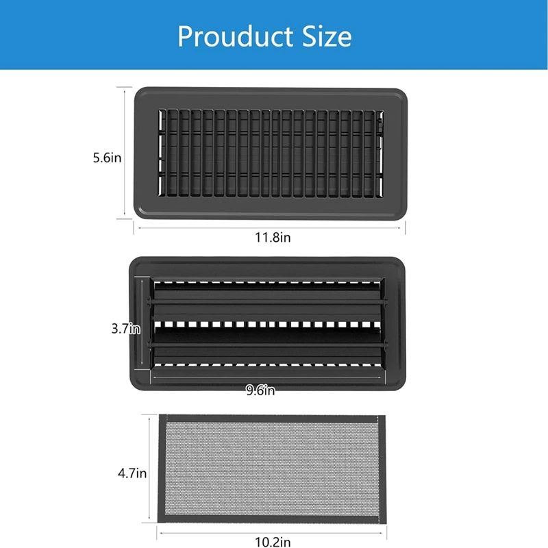 4 X 10Inch Floor Vent Covers, Strong Magnetic Vent Mesh Air Vent Filters PVC Floor Register Vent Screens For Home, Durable 8PCS