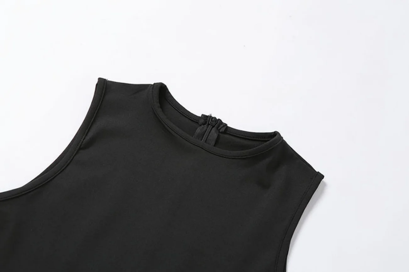 Ladies High Waist Sexy Jumpsuit Hip Bag Sleeveless Tight Summer Fall Women's Sports Fitness Solid Color Casual Short Jumpsuit