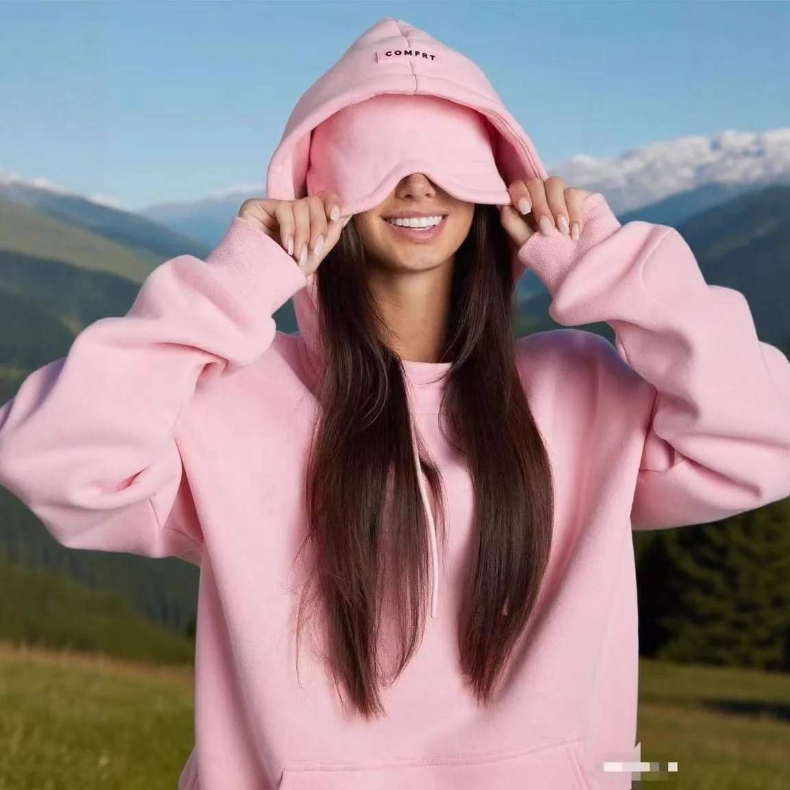 

2025 Autumn/Winter New Built in Eye Mask Hoodie Solid Color Hoodie Long Sleeve Hoodie Set