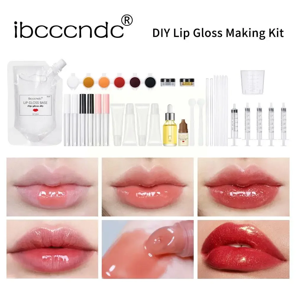 New Lip Gloss Making Kit Moisturizing Lip Gloss Base Diy Material Tool Kit Shiny Glitter Lip Tints Glaze Handmade Cosmetic