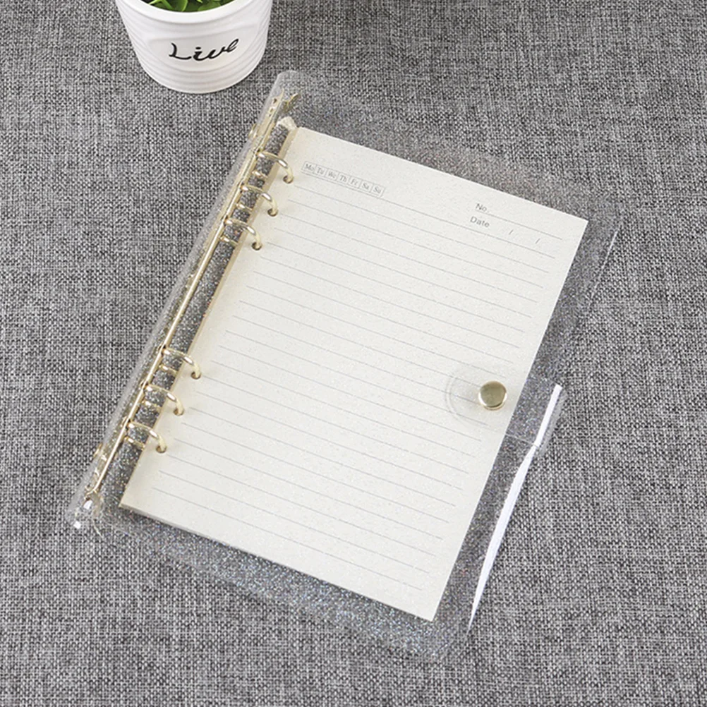 

Glitter Binder Looseleaf Notebook Planner Supplies Bag Notepad Binders Work Refillable Clear Ring for Planners