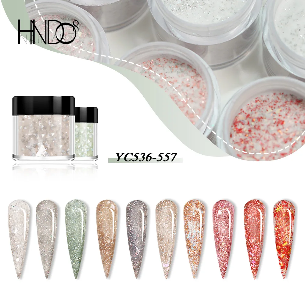 HNDO 2022 Neue 22 Farbe Nagel Kunst Dip Acryl Pulver Shiny Glitter Mixed Opal für Geschnitzte Verlängerung Maniküre Design Pigment staub