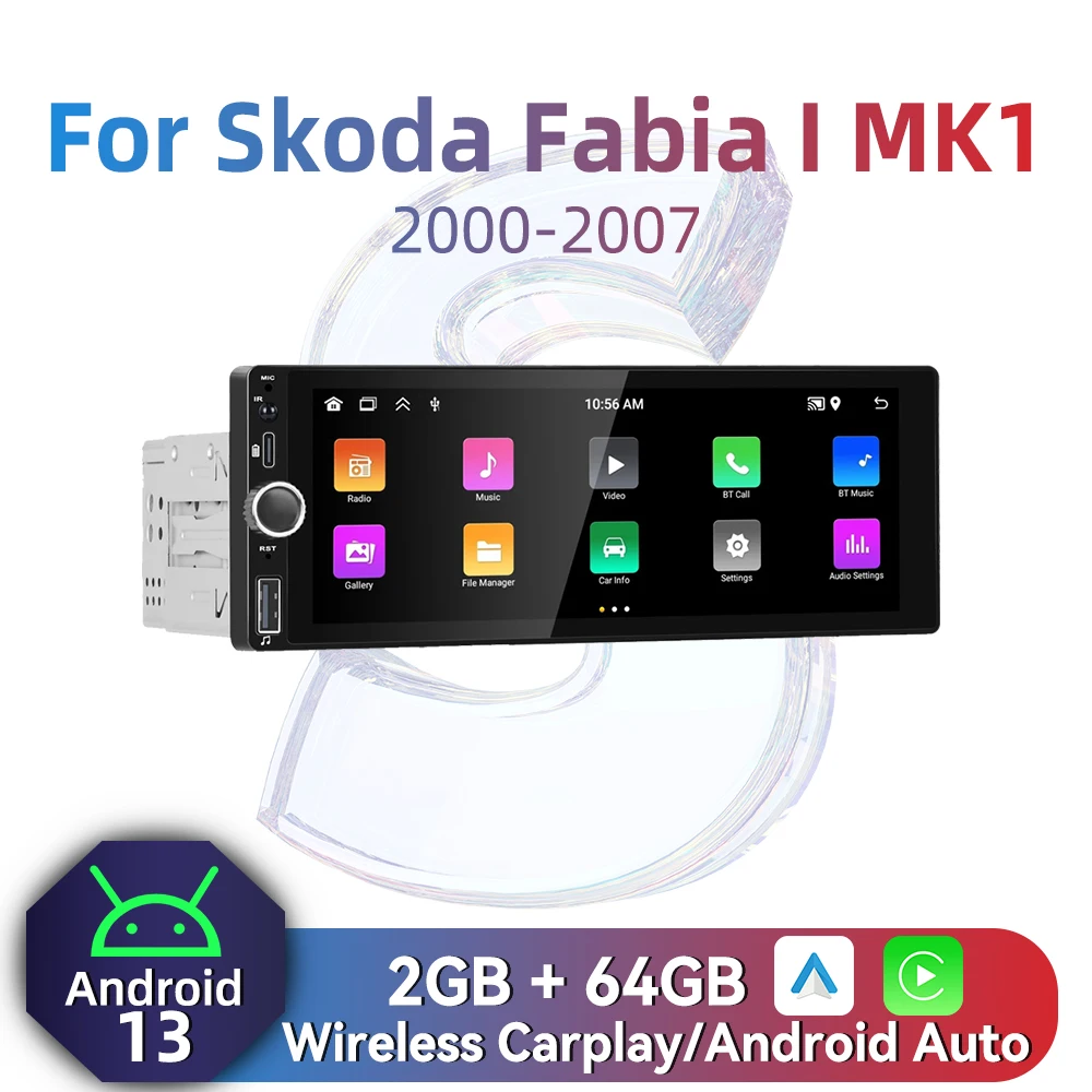 

1Din Carplay Android Auto Radio Android Car Multimedia for Skoda Fabia 1 I MK1 2000-2007 6.86" Screen Stereo Head Unit Autoradio