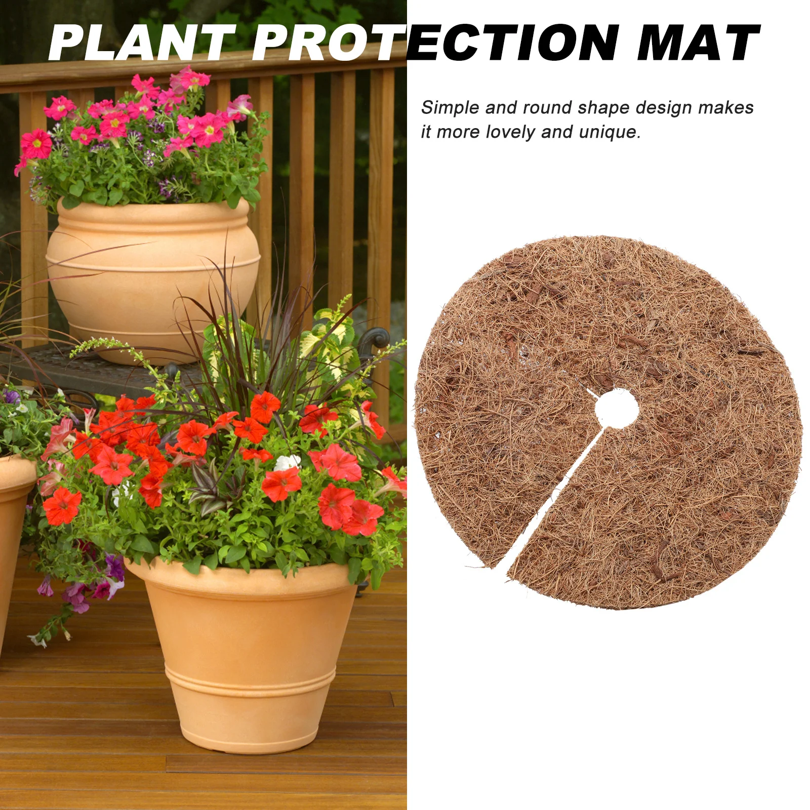

4Pcs Coconut Fiber Plant Protection Mat Wear-Resistant Natural Breathable Mulch Rings Round Design Flowerpot Supply for Potted