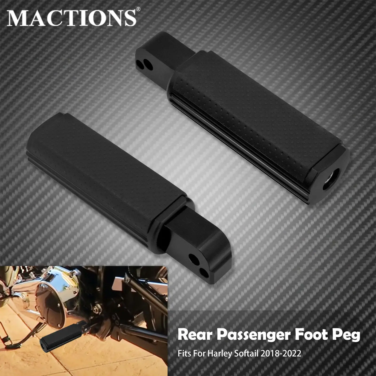 Motorcycle Black Defiance Rear Male Mount Footrest Foot Peg For Harley Softail Street Bob Standard FXST Slim FLSL Fat Boy 18-21