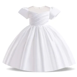 Pageant Kids Little Bridesmaid Dress For Girl Children Costume White Princess Dresses Vestido Flower Girls Clothes Party Gown