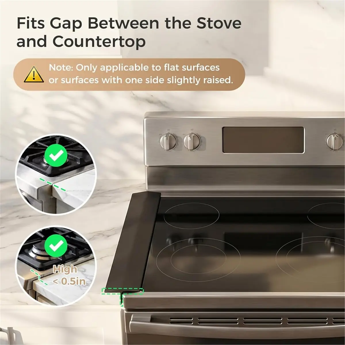 Silicone Stove Covers with Stainless Steel, Stove Guards Range Trim Kit, Easy to Clean Stove Guard (2 Pack)