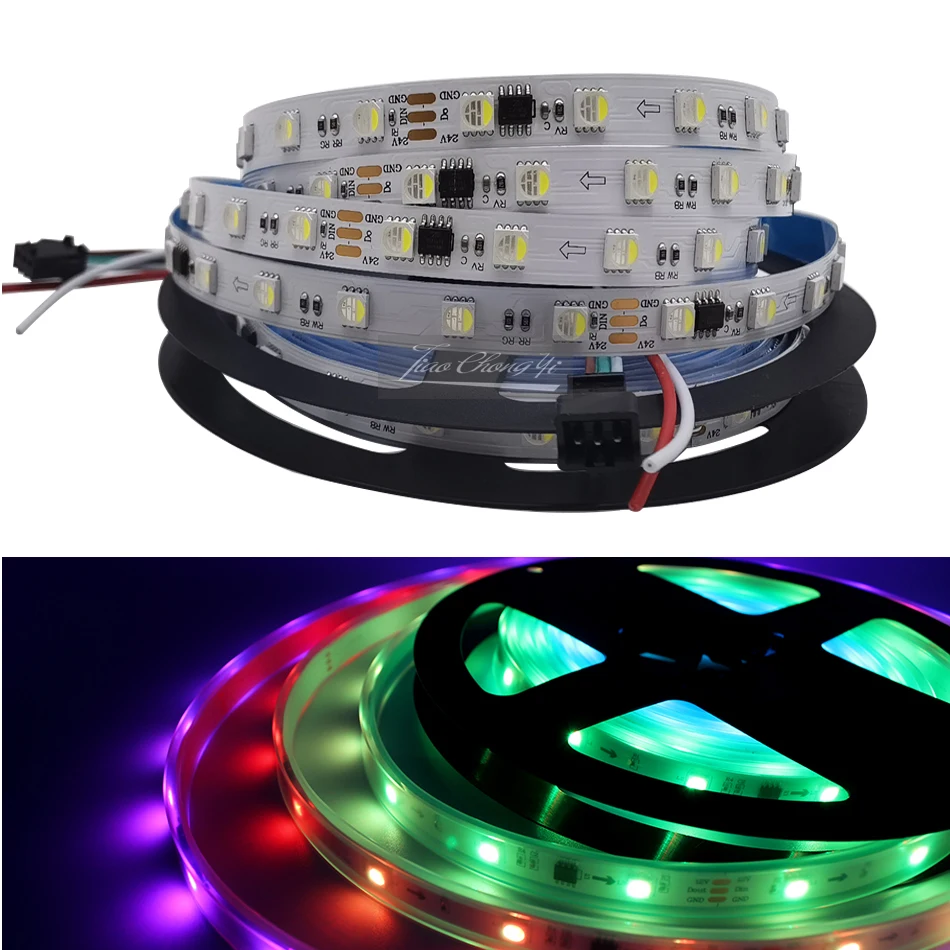 12V 24V TM1814 RGBW RGBWW LED Strip SMD 5050 Chip 4 IN 1 Programmable Addressable Smart Pixel Tape Light  IP30 IP67 1m-5m