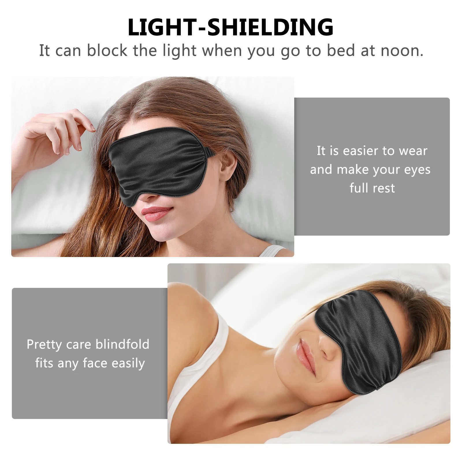 

3pcs /Set Silk Sleep Eye Mask Travel Eyeshade Stress Relief Blindfold For Insomnia Dry Eyes Relaxation Reusable With Hair Rope
