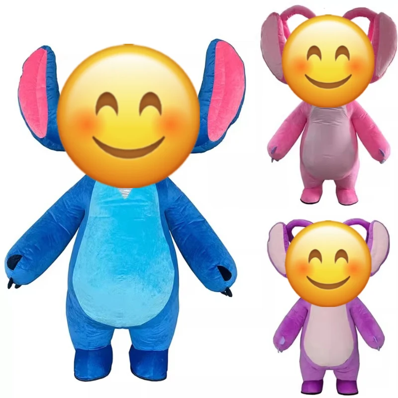 2m/2,6m Riesiges Blaues Lilo & Stitch Maskottchen-Kostüm Aufblasbare Cosplay-Anzüge Anime-Cartoon-Charakter Aufblasbare Kostüme für Erwachsene D