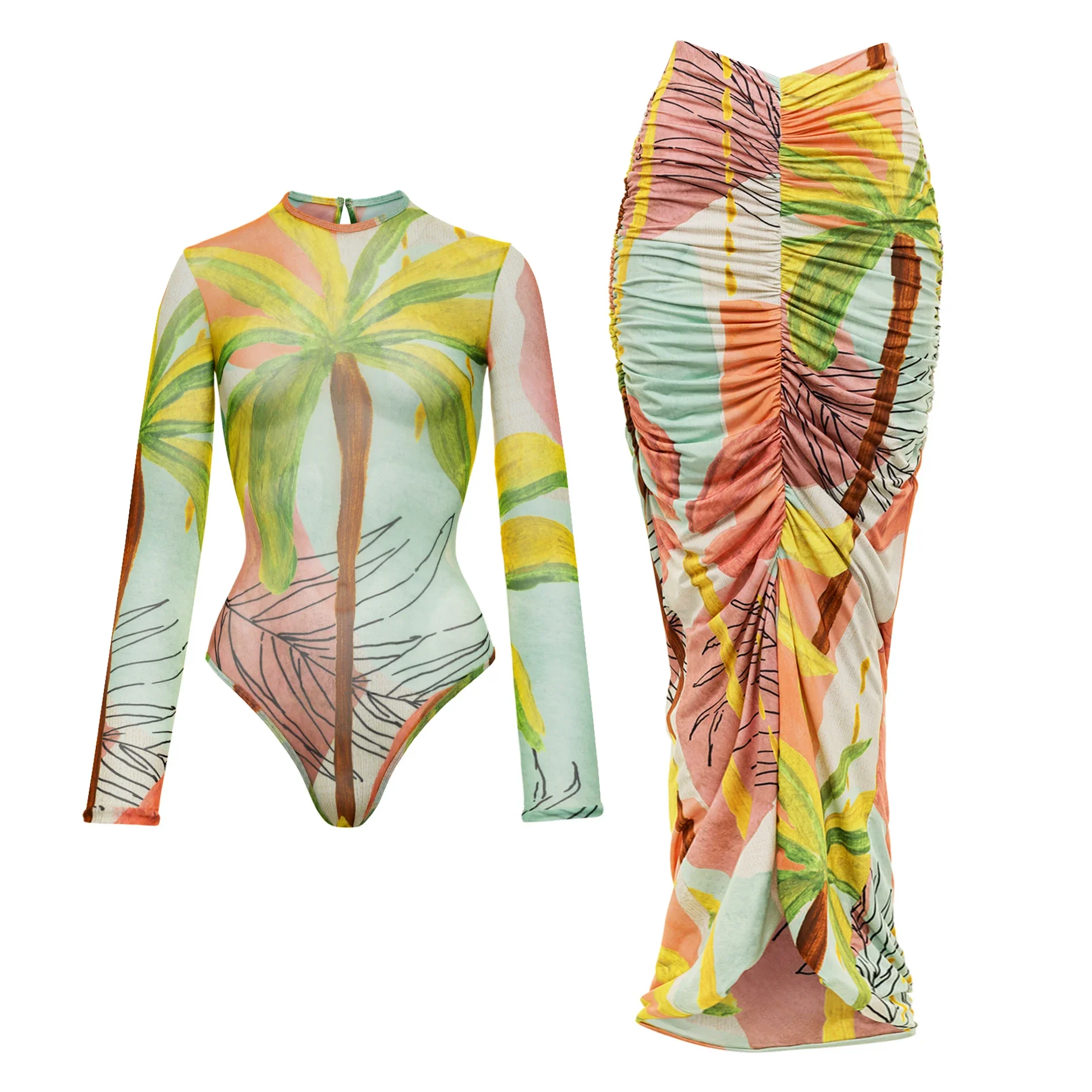 

2 шт. купальник с длинными рукавами, сексуальный женский купальник с юбкой, женский бикини с эффектом пуш-ап, костюм для серфинга, тонкий купальный костюм, боди, пляжная одежда